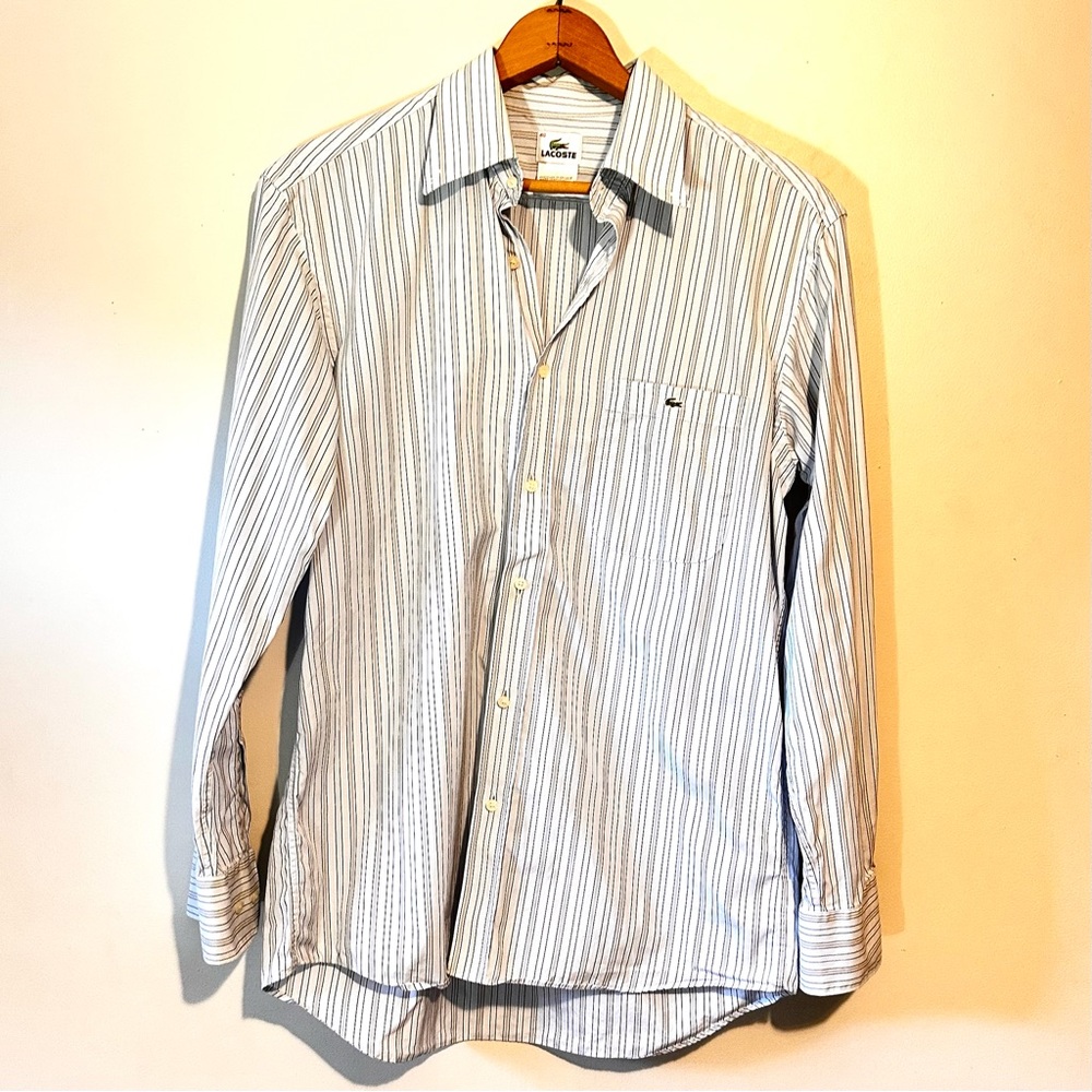 Izod men’s 100%cotton dress shirt sz 40, lt blue stripes